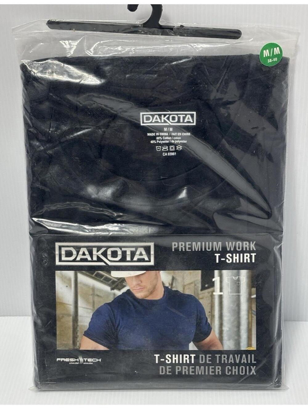 Dakota Premium Work T-Shirt Mens Medium Black FreshTech Odor Control Heavy Duty